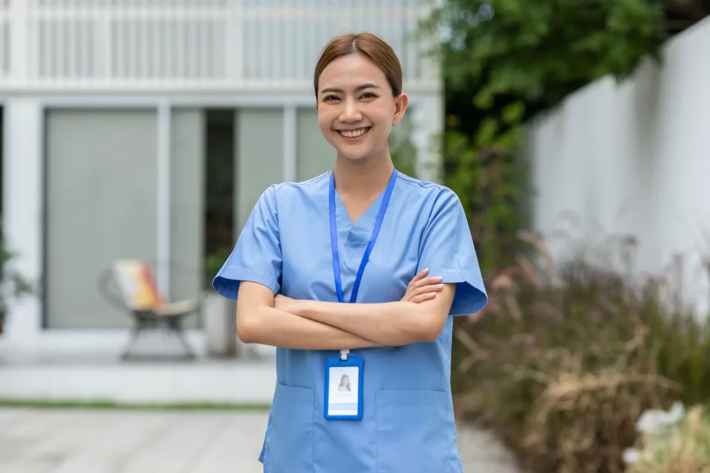 healthcare worker smiling at camera